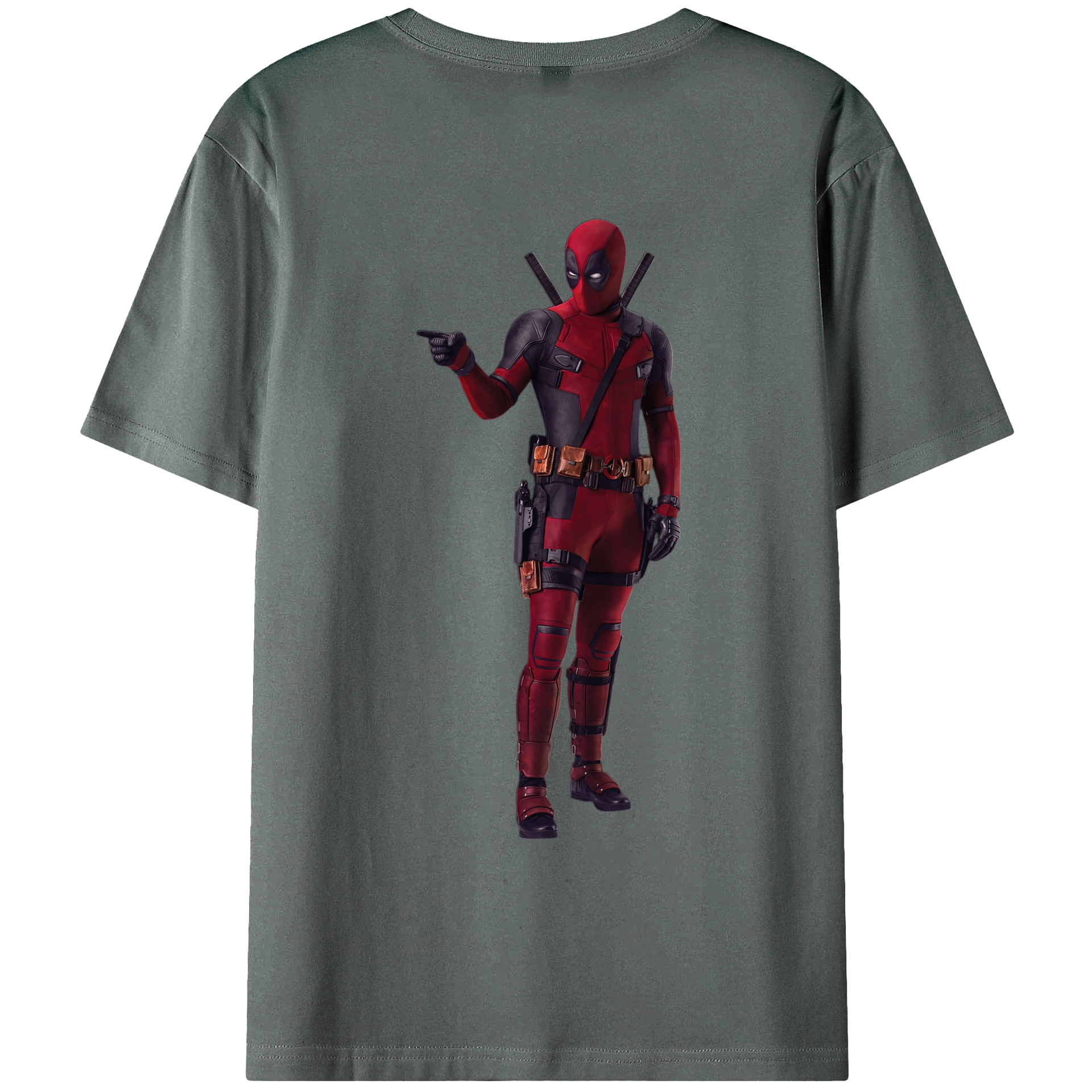 （画像用） Deadpool デッドプール 綿100％ メンズ半袖Tシャツ（バックプリント） 通気性